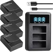 TAOHOME 1300mAh AHDBT301 AHDBT-301 AHDBT 302 Battery Bateria + 3-Ports USB Charger Compatible with Go Pro Hero3 Gopro Hero 3/3+ Li-ion Camera(4B with Charger)