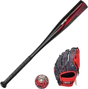 Ortiz34 Homerun Kids Tee Ball Set- David Ortiz 3-in-1 Aluminum Baseball Bat, Baseball, & Youth Baseball Glove Bundle (Made for Youth/Kids)
