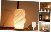 Bedside Lamp with Woodbase - Button Control Table Lamp for Medium white-E