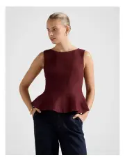 [Forever New] Penny Peplum Top in Burgundy