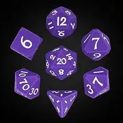 IUSTIDIE 7-Die Silicone DND Dice, Polyhedral Dice D&D Dice Set, Round Edges Soft Perfect Bouncer for D&D RPG Bar Pub Club Classroom Party Games（Purple w/White Numbers）
