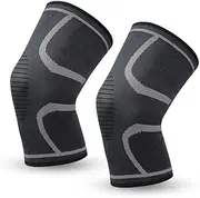 2 PACK Knee Braces, Proxima Direct Knee Compression Sleeve Support for Men and Women, Running, Hiking, Arthritis, ACL, Meniscus Tear, Sports, Home Gym (Black+Gray, Large)