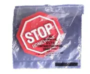 Hallmark PIN School Vintage STOP HOMEWORK Sign Slogan Brooch MIP NEW