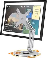 YCNEW Swivel and Tilt Stand for Echo Show 15, Portable Monitor Stand, Three-Hinge Adjustable Angle and Height with 360° Rotation Base, Supports Switching Between Landscape and Portrait Screens(White)