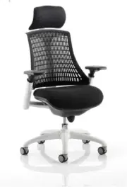 Dynamic KC0087 Flex Task Frame Fabric Operator Chair with Arms - WhiteBlack