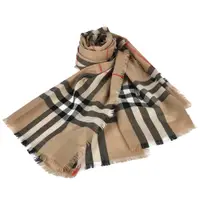 在飛比找蝦皮商城優惠-BURBERRY輕質格紋羊毛披肩圍巾(典藏米)089568