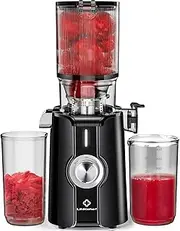 Rush Clear Slow Masticating Juicer Machines, Cold Press Juicer with No-Prep 115mm Feed Chute Fit Whole Fruit & Vegetables Juicer Machine Easy to Clean, LINKChef 1.2L Capacity
