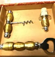 Pier 1 Three Piece Bar Tool Set Goldtone Bejeweled Handles Designer Sealed NIB