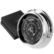Prestige Traditional Barometer in Chrome with a Jet Black Dial, Heavy Brass C...