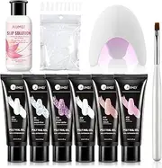 AIJIMEI Poly Nail Gel Kit 6 Colors 0.5fl.oz Poly Nail Art Gel Art Design Poly Nail Gel Colors Quickly Builder Nails Gel for DIY and Salon with Slip Solution Nail Extension Gel for Beginner(6 Colors Poly Nail Gel Kit)…