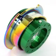 NRG Aluminum Steering Wheel Quick Release Kit Gen 2.5 Green Body/Neo Chrome Ring