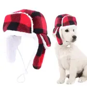 Winter Warm Durable Adjustable Strap Cozy Trapper Hat with Earmuffs for Small, Medium Dogs
