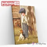 Paint By Numbers Kit Boy Dog Animal Beginner Canvas DIY Painting Home Adult Oil