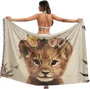 [YXYZRMY] Sarong Bathing Suit Cover Up for Women Cute Cheetah Garland Chiffon Bikini Wraps Skirt with Tassels L