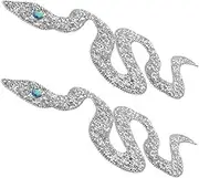 Generic 2pcs Snake Shaped Rhinestones Trim Durable Hot Fix Patches for Bags and Clothing Unique Sparkling Design Easy DIY Application for Parties and Daily Wear