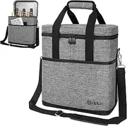 OPUX 6 Bottle Carrier Tote | Insulated Padded Wine Cooler Bag for Travel. Picnic, BYOB | Portable Leakproof Wine Tote Bag for Dinner, Party, Christmas, Wine Gift for Women, Men (Heather Gray)
