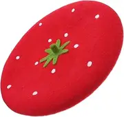 [COLLBATH] Strawberry Beret Women's Hat Ponytail Hole Fascinators Wool Hat for Women