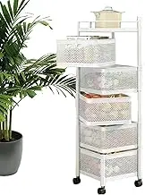 Kitchen Fruit Vegetable Shelf, Rotatable Multi-Layer Storage Rack Fo-r Vegetables, Large Capacity Rolling Cart Basket for Fruits for Tomato, Chili Peppers, Cauliflower