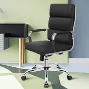 [ALFORDSON] High Back Black Office Desk Chair with SGS Listed Gas Lift & Padded Seat, PU Leather Home Ergonomic Office Chair Height Adjustable, Home Office Computer Gaming Chair, Max 150kg Loading