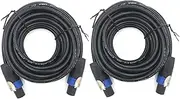 ITSROCK 2 Pack 15ft Pro Speakon to Speakon Cable, Pair 12AWG Patch Cords, Professional Speakon Audio Cable Cord with NL4FC Connector