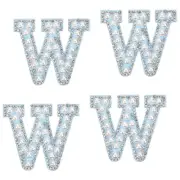 10 Pcs Iron on Letter Patches, Letter W Rhinestone Alphabet Applique, White/Blue