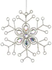 Snowflake & Encrusted Diamante Christmas Tree Hanging Decoration - 12cm