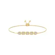 Round Lab Grown Diamond Bolo Bracelet 9" 14K Yellow Gold Color-D-F Clarity-VS