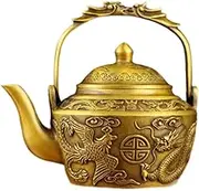 Fenteer Brass Teapot Sculpture Stovetop Kettle Multi-Use Water Container for Office Home, Style A, as described