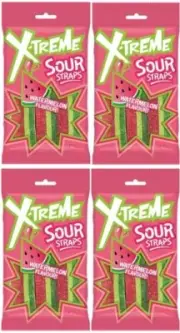 918465 4 X 160G PACKET X-TREME SOUR WATEREMELON FLAVOURED STRAPS SUPER SOUR