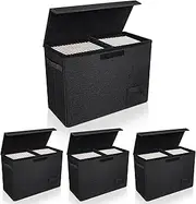 YSCare 4-Pack Comic Book Storage, Collapsible Comic Book Case with Dividers and Carrying Handles, Comics Short Box Holds 150 Comics, 15.5" X 7.5" X 11.3" Heavy-Duty Stackable Case