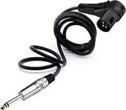ROBAUN 6.35mm Jack 3pins XLR Connector Head 90 Degree Right Angle Male Micphone Plug Audio Cable Curved Multi-Directional(Black Black,1.5m)