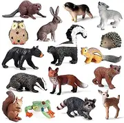 16 PCS Forest Animals Figures for Kids, Woodlan Creatures Figurines Miniature Toys Cake Topper Birthday Gift, Woodland Baby Shower Decorations