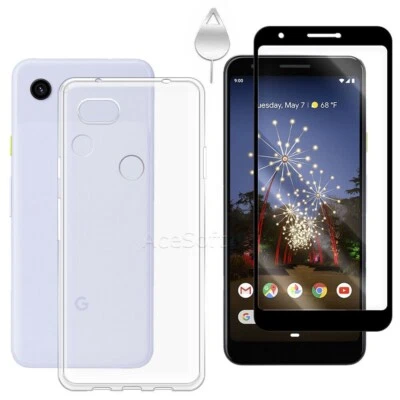 Full Cover Screen Protector Soft TPU Case Cover fit Google Pixel 3a Smartphone