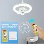Modern Ceiling Fan Remote Control Dimmable LED Light Flush Mount Chandelier 48W