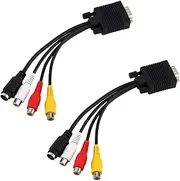 2Pcs VGa to AV Adapter, Video Cable for TV PC Computer AV Projector High Performance VGa SVGa to S-Video 3 Composite