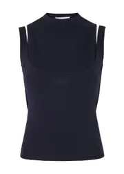 16 Arlington Supra Layered Silk-blend top - Navy - S (UK8-10 / S) S (UK8-10 / S)
