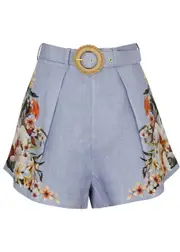 Zimmermann Lexi Floral-print Linen Shorts - Blue - 4 (UK 16 / XL) 4 (UK 16 / XL)