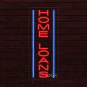 NEW "HOME LOANS" w/BORDER VERTICAL 30x12 INCH LED FLEX WINDOW INDOOR SIGN 31570