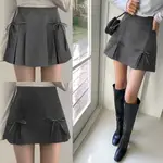 [ CREAMY 日本服飾/選品 ] GRL 甜美百搭 蝴蝶結 附襯褲 寬百褶 短裙 G2077