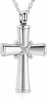 DOTUIARG Cremation Jewelry Cross Urn Necklaces for Ashes for Women Men Stainless Steel Urn Memorial Pendant Keepsake Ash Holder
