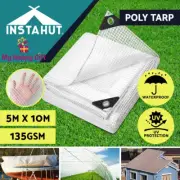 Instahut Tarpaulin Tarp 5x10m Canvas Heavy Duty Camping Poly Tarps Cover Clear