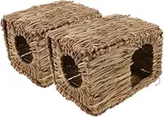 WEKAMOS Rabbit Bed Soft Mat Straw Hutch Indoor/Outdoor Small Animal Nesting Box