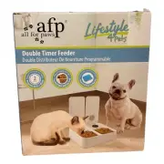 New AFP Lifestyle 4 Pets Double Food Feeder with Timer & Double Bowl - New