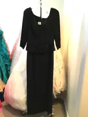 Alfred Angelo MOB mothers occasion formal beaded crepe dress BLACK 12 NWT
