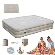 Camping Air Mattress | Thickened Camping Mattress Self-Inflating Double Camp Bed | Luxury Sleeping Pad Portable Airbed Mat with Built-in Pump for Backpacking