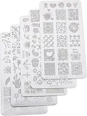 Minkissy Halloween Nail Manicure Template 5pcs Reusable Nail Stamping Plates Quick Easy DIY