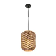 CLA LIGHTING Cesta Bamboo Cage Pendant Light - Natural Brown/Black Highlights