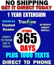 TracFone Service Extension days 1 Year 365 Days + 1000 TEXTS GET IT TODAY!
