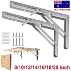2/4Pcs Folding Table Bracket Shelf Bench Heavy Duty Stainless Steel Hinge 8-20''