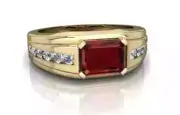 2.00Ct Emerald Cut Garnet Lab-Created Engagement Ring 14K Two Micron Yellow Gold